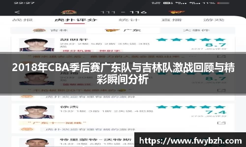 2018年CBA季后赛广东队与吉林队激战回顾与精彩瞬间分析